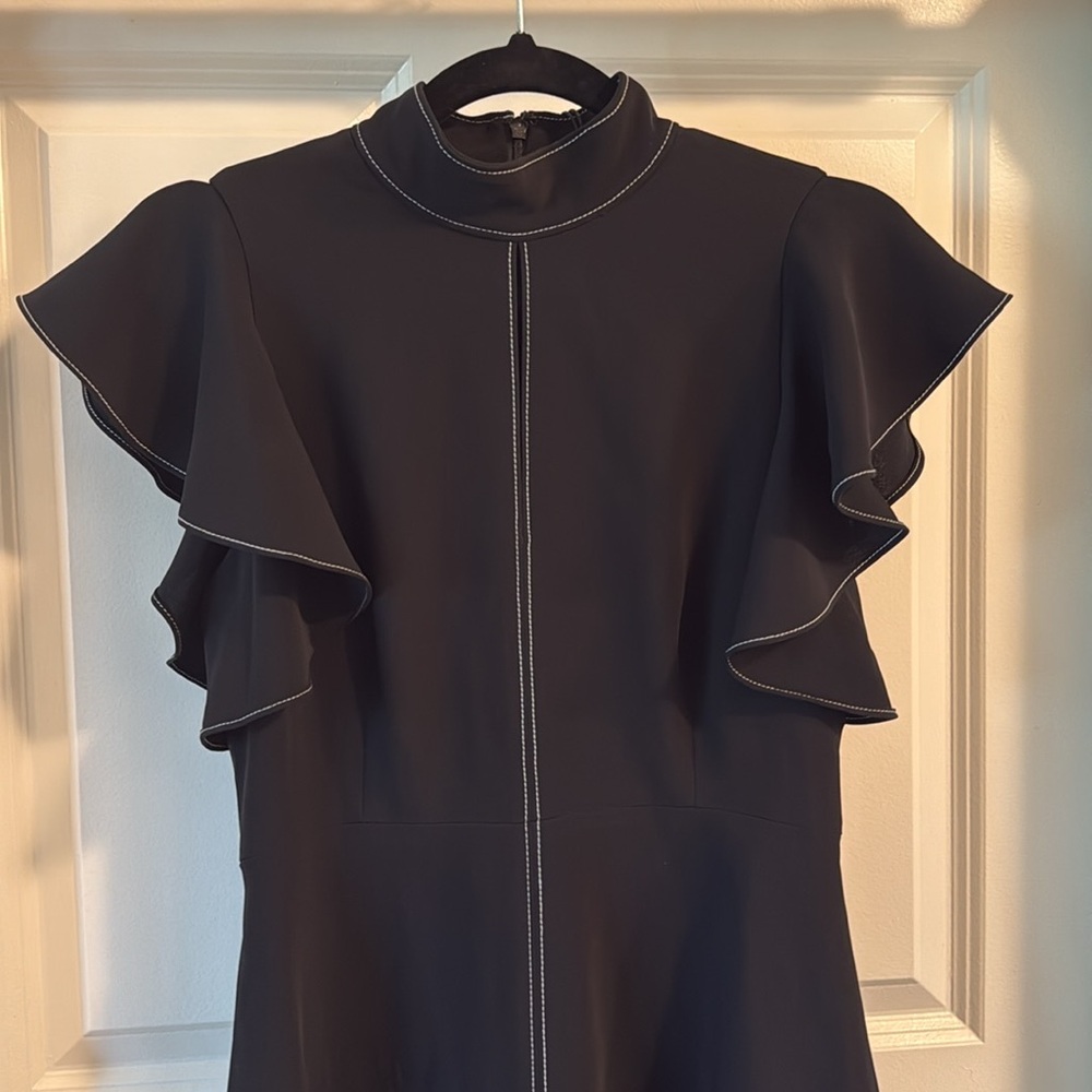Cinq a sept Elegant Black Ruffle Sleeve Dress 4 - Picture 2 of 9